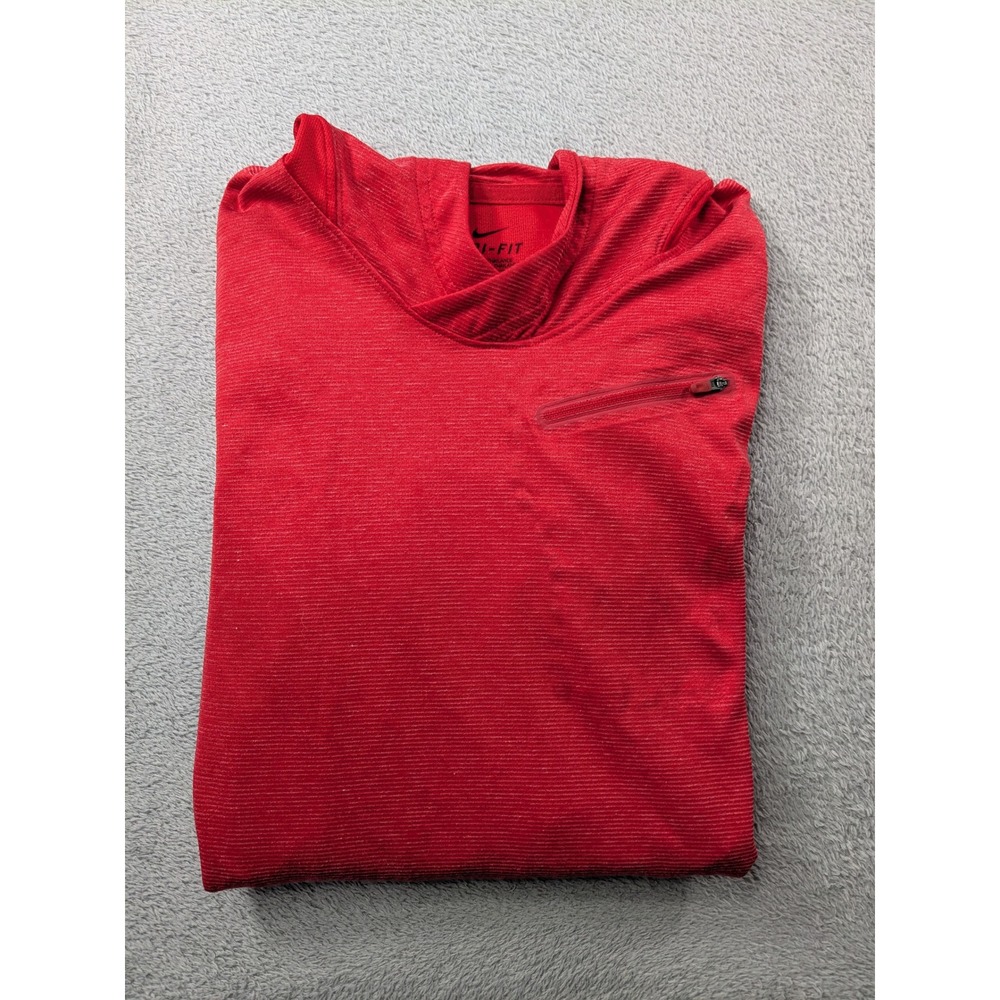 Nike Dri-FIT Mens Red Training Hoodie Scuba Hood Zip Pocket Small RN56323 - Picture 11 of 12